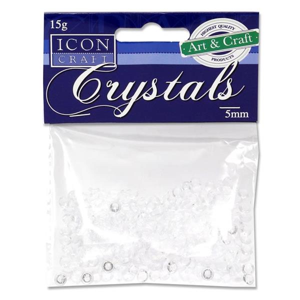 * ICON CRAFT PKT. 15g 5mm CLEAR CRYSTALS