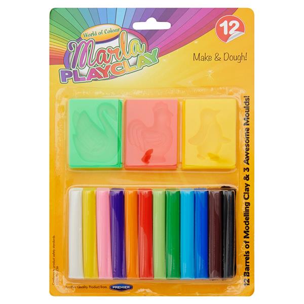 WORLD OF COLOUR PKT.12 MARLA MODELLING CLAY & 3 MOULDS