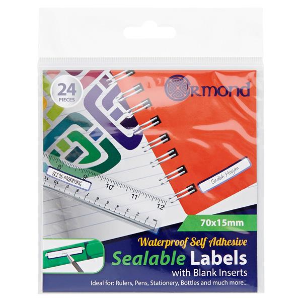 ORMOND PKT.24 WATERPROOF SELF ADHESIVE SEALABLE LABELS