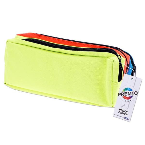 PREMTO NEON 3 POCKET ZIP PENCIL CASE