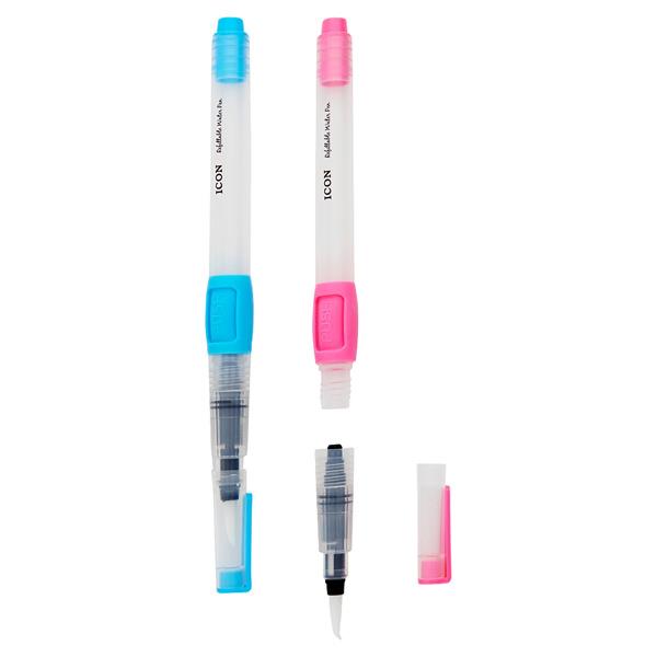 ICON WATER COLOR BRUSH PEN REFILLABLE WATER PEN- 2 ASST