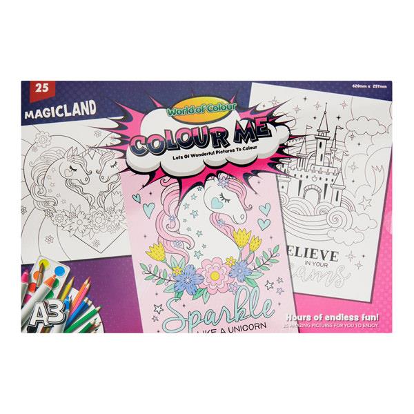 WORLD OF COLOUR A3 25 SHEET COLOURING BOOK - MAGICLAND