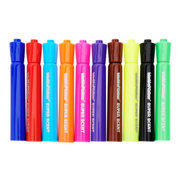 WORLD OF COLOUR PKT.10 WASHABLE SUPER SCENTS MARKERS