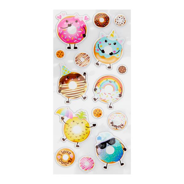 EMOTIONERY CARD 15 PUFFY STICKERS - DONUTS