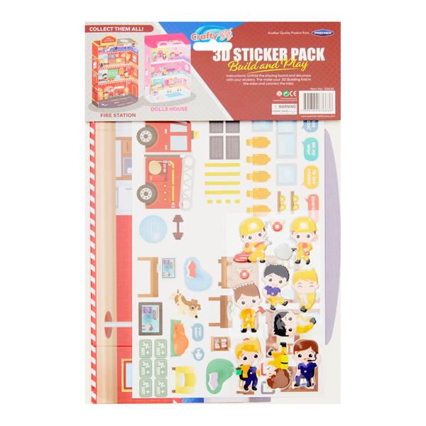 CRAFTY BITZ 3D BUILD & PLAY STICKER PACK - FIRE STATION