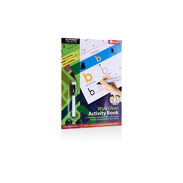 * ORMOND A4 14PG WIPE CLEAN ACTIVITY BOOK - ALPHABET LOWER CASE LETTERS