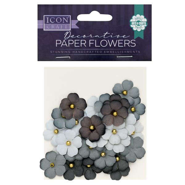 ICON CRAFT PKT.30 DECORATIVE PAPER FLOWERS 3 ASST