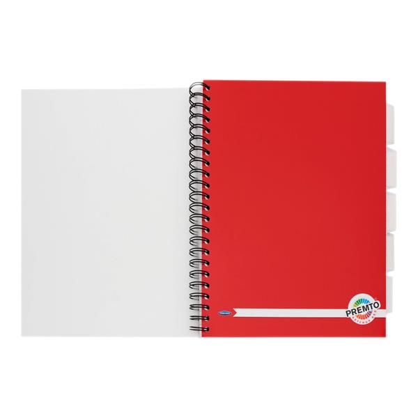 * PREMTO A4 250PG PP 5 SUBJECT PROJECT BOOK - KETCHUP RED