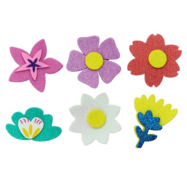 * CRAFTY BITZ PKT.24 SQUISHY FOAM STICKERS - GLITTER FLOWERS