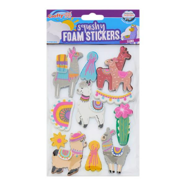 CRAFTY BITZ PKT.11 SQUISHY FOAM STICKERS - LLAMA
