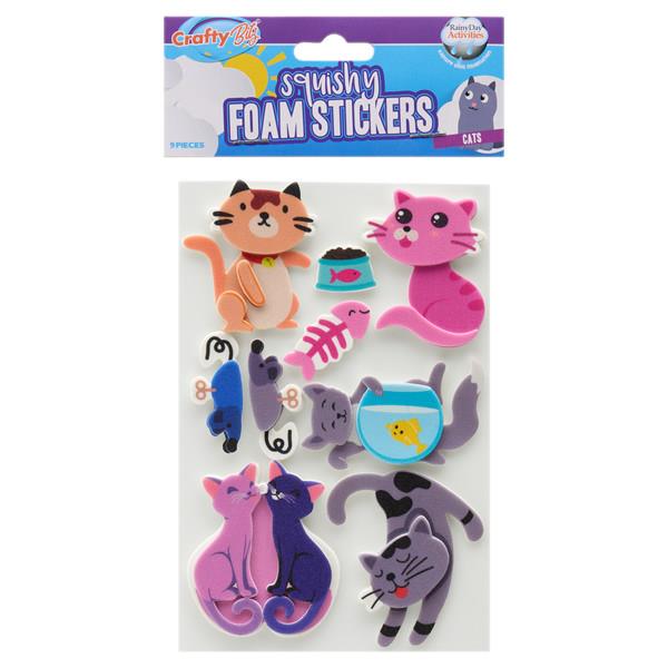 CRAFTY BITZ PKT.10 SQUISHY FOAM STICKERS - CATS