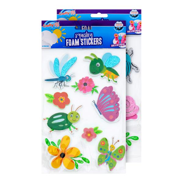 * CRAFTY BITZ PKT.8 SQUISHY FOAM STICKERS - BUGS AND BUTTERFLIES