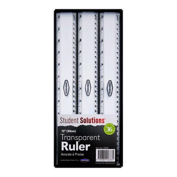 STUDENT SOLUTIONS 12"/30cm TRANSPARENT RULER CDU