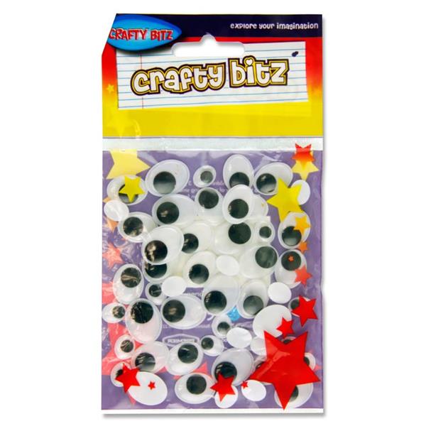 CRAFTY BITZ PKT.50 OVAL WIGGLE GOGGLY EYES
