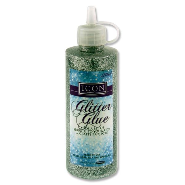 ICON 120ml BOTTLE GLITTER GLUE CDU - SILVER