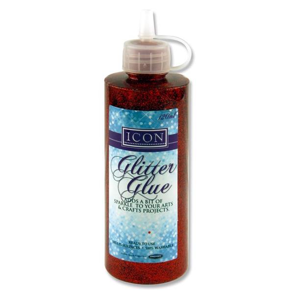 ICON 120ml BOTTLE GLITTER GLUE CDU - RED