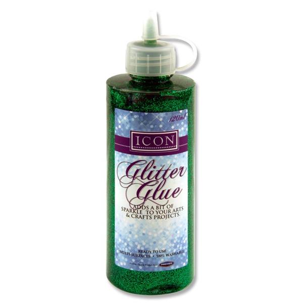 ICON 120ml BOTTLE GLITTER GLUE CDU - GREEN