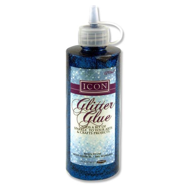 ICON 120ml BOTTLE GLITTER GLUE CDU - BLUE