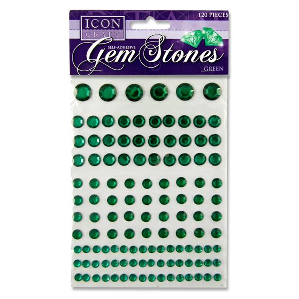 ICON CRAFT PKT.120 SELF ADHESIVE GEM STONES - GREEN