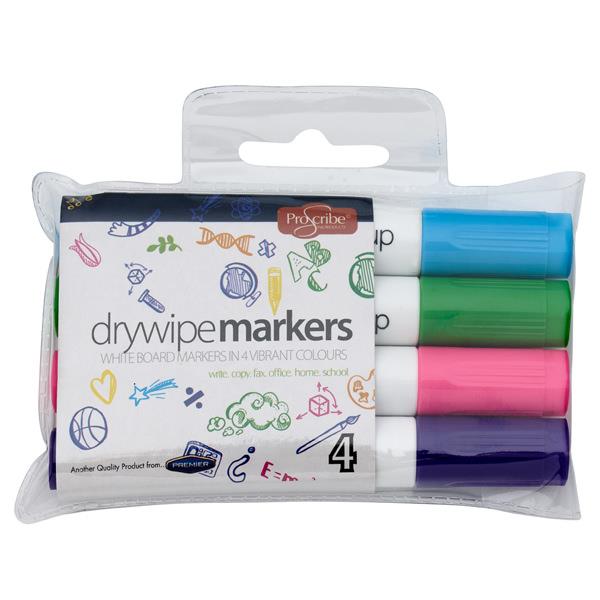 PROSCRIBE PKT.4 DRY WIPE WHITEBOARD MARKERS