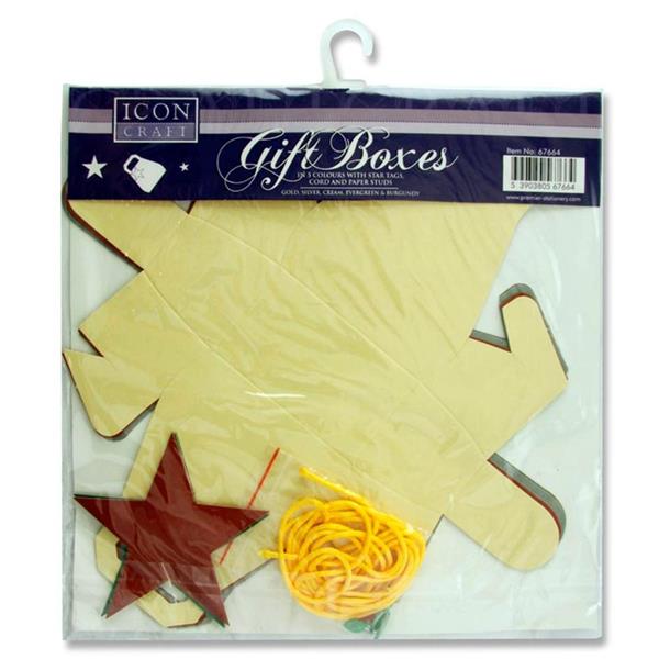 ICON CRAFT PKT.5 GIFT BOXES WITH STAR TAGS