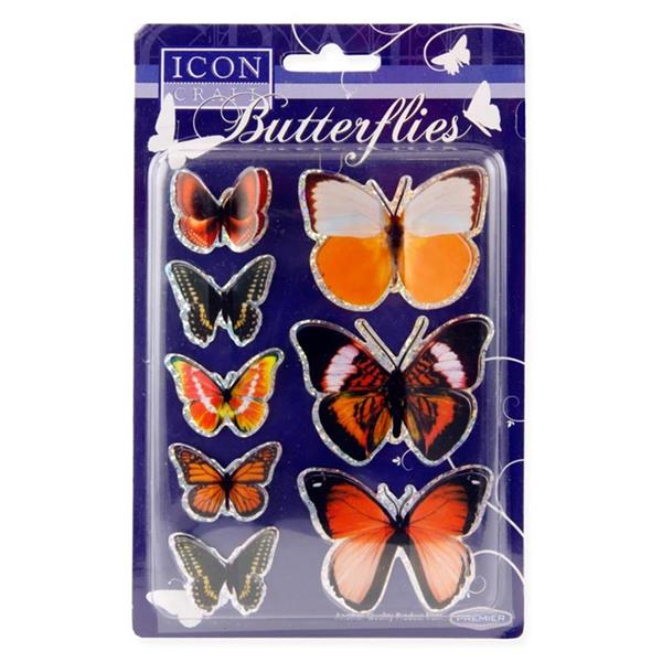 ICON CRAFT BUTTERFLY EMBELLISHMENTS - ORANGE 2 ASST.