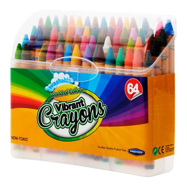 WORLD OF COLOUR BOX 64 CRAYONS W/ SHARPENER