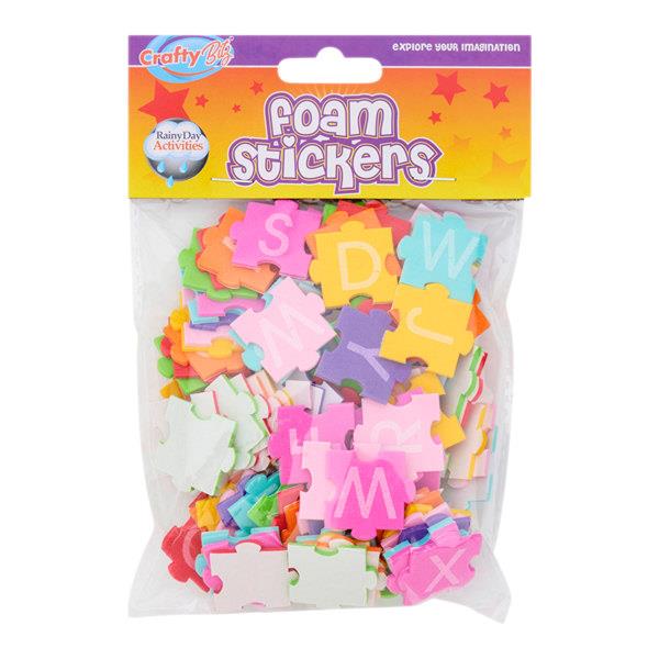 CRAFTY BITZ PKT.100 FOAM STICKERS ALPHABET PUZZLE SHAPES