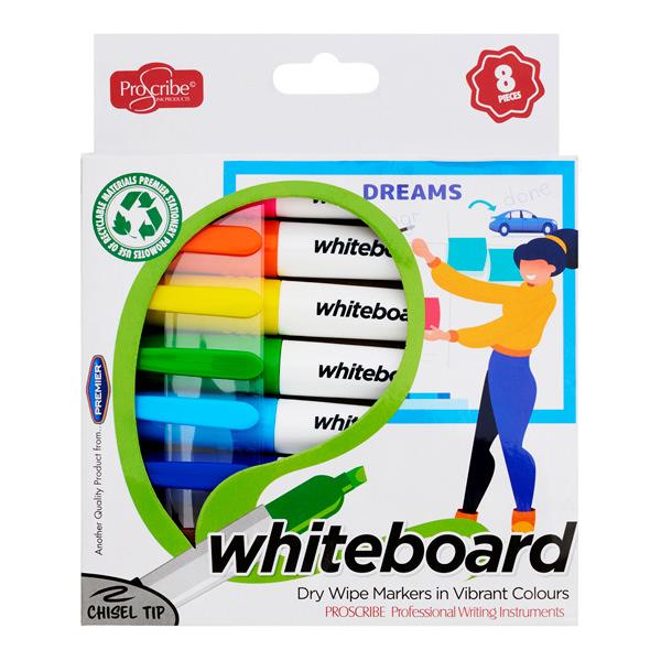 PROSCRIBE PKT.8 WHITEBOARD MARKERS - CHISEL TIP