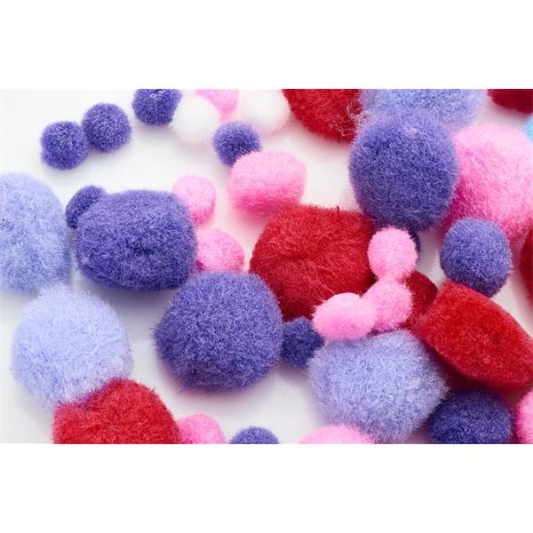CRAFTY BITZ PKT.60 ASST SIZES POM POMS - PRIMARY