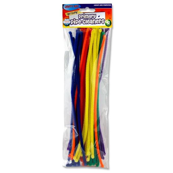 CRAFTY BITZ PKT.42 CHENILLE PIPE CLEANERS - PRIMARY