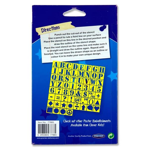 CLEVER KIDZ BOX 60 7.5cm PVC REUSABLE POSTER STENCILS