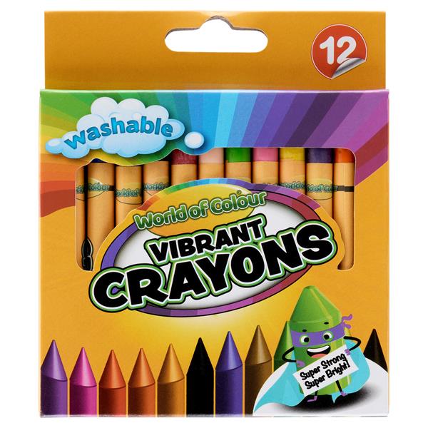 WORLD OF COLOUR BOX 12 WASHABLE CRAYONS
