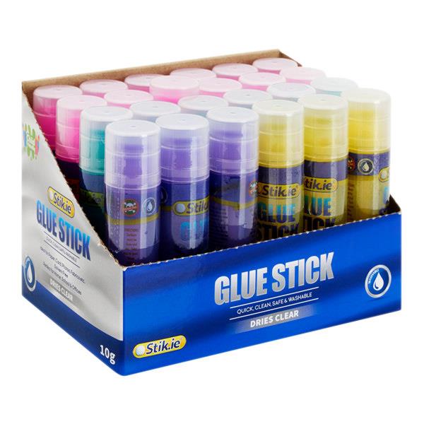 STIK-IE 10g COLOURED TRANSPARENT GLUE STICK 4 ASST.CDU