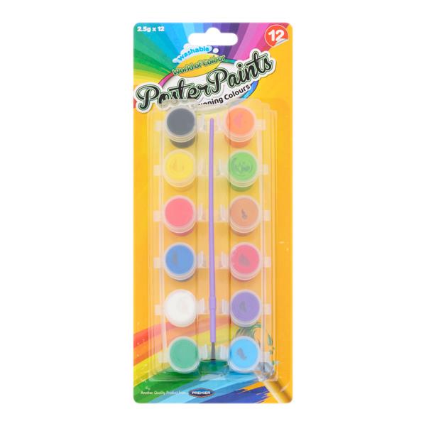 WORLD OF COLOUR CARD 12x2.5g POTS POSTER PAINTS