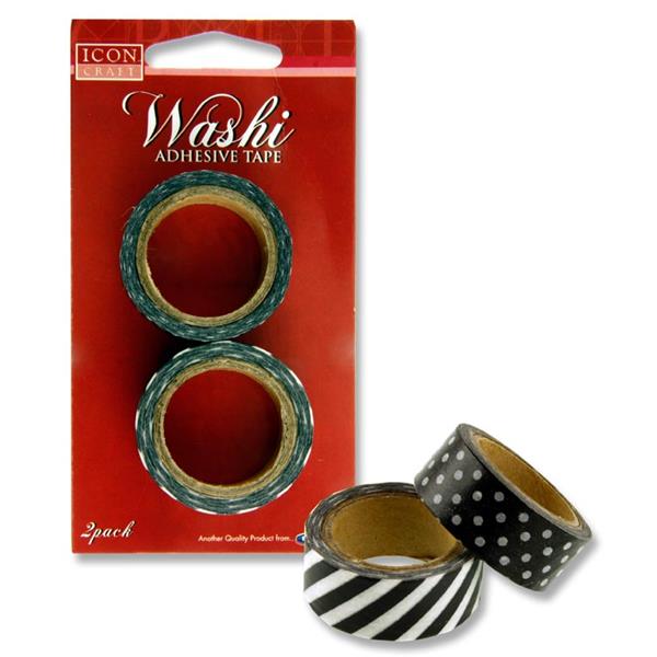 ICON CRAFT CARD 2 WASHI ADHESIVE CRAFT TAPE - BLACK
