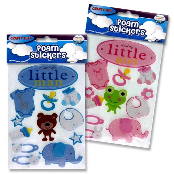 CRAFTY BITZ 3D FOAM STICKERS - BABY GIRL & BOY 2 ASST