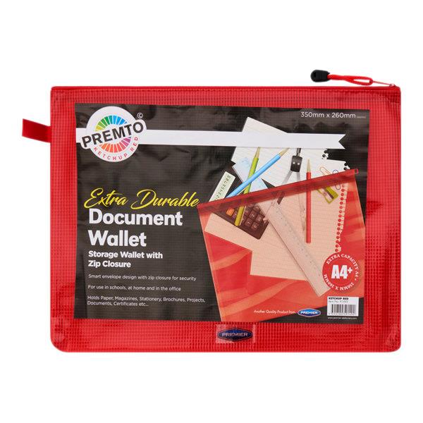 PREMTO A4+ EXTRA DURABLE MESH STORAGE WALLET - KETCHUP RED