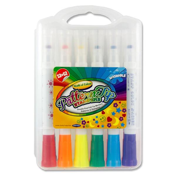 WORLD OF COLOUR BOX 12+12 PATTERN TIP STAMPERS
