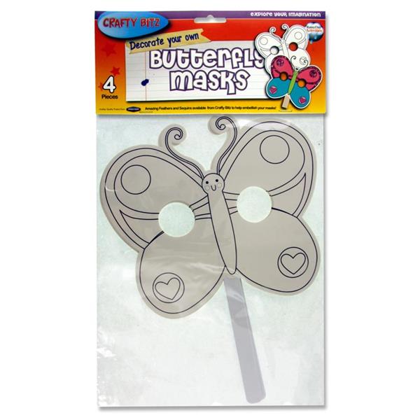 CRAFTY BITZ PKT.4 DECORATE YOUR OWN MASKS - BUTTERFLY