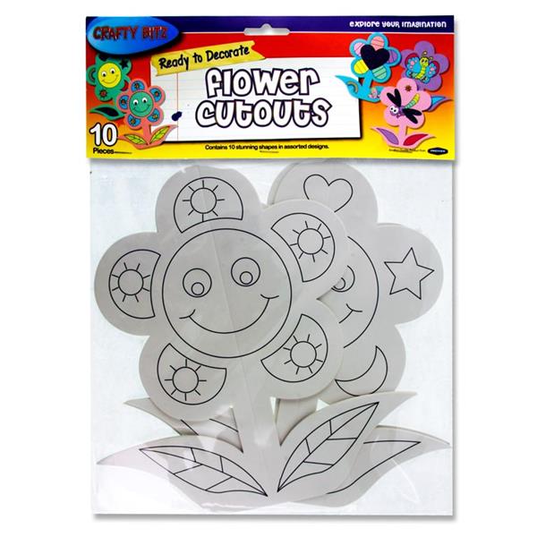 CRAFTY BITZ PKT.10 READY TO DECORATE FLOWER CUTOUTS