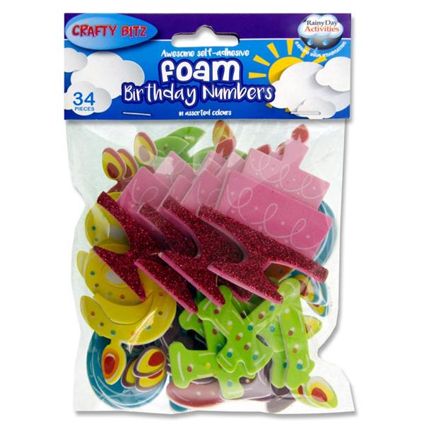 CRAFTY BITZ PKT.34 FOAM STICKERS - BIRTHDAY NUMBERS
