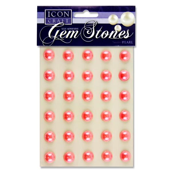 ICON CRAFT PKT.30 SELF ADHESIVE GEM STONES 14mm - PEARL PINK