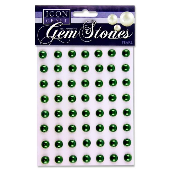 ICON CRAFT PKT.56 SELF ADHESIVE GEM STONES 10mm - PEARL GREEN