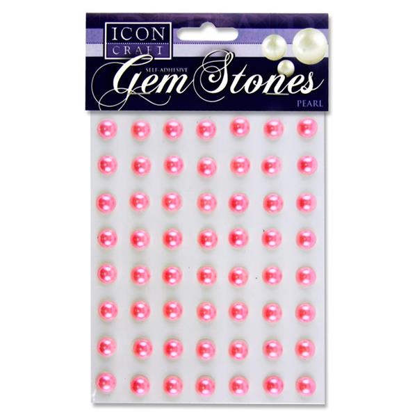 ICON CRAFT PKT.56 SELF ADHESIVE GEM STONES 10mm - PEARL PINK