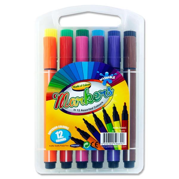WORLD OF COLOUR BOX 12 WASHABLE MARKERS in CARRY CASE